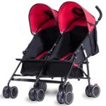 Costzon Twin Ultralight Stroller, Foldable Double Umbrella Stroller (Scarlet)