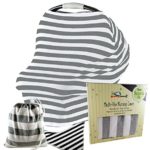 Nursing Breastfeeding Cover Scarf, Multi-Use Stretchy Shawl for Baby Car Seat Canopy, Shopping Cart, Stroller for Girls and Boys with Travel Bag, Bandana Bib in Gift Box by Amazing dreamZ