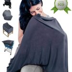 Breastfeeding Nursing Cover (Elegant Gray) – Supreme Quality 100% Cotton Carseat Canopy – Unisex Baby Cover For Stroller, High Chair, Baby Carrier, Shopping Cart – Multi-Use Nursing Scarf