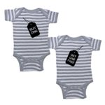 We Match! Unisex Baby Twin Set 2-Pack Buy One Get One Free Bodysuits (Grey/White Stripe, 6 Months)