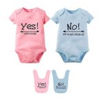 Baby Bodysuits for Twin Boys Girls Twin Clothes Unisex Short Sleeve Yes We are Twins No We are Identical (Blue and pink1, 0-3 Months)