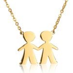 AOCHEE Son Daughter Two Kids Twins Family Pendant Friends Necklace 18”
