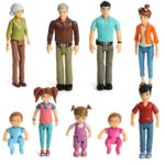 Sweet Li’l Family Set of 9 Action Figure Set- Grandpa, Grandma, Mom, Dad, Sister, Brother, Toddler, Twin Boy & Girl