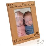 Kate Posh – Twice the Smiles, Twice the Love, Twice the Blessings from above – Engraved Natural Wood Photo Frame – Twins picture frame, Twins gifts for babies, Twins gifts for mom (5×7-Vertical)