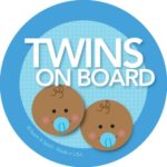 Twins on Board Car Sticker – Afr. Amer. twin girls on board – Modern and Unique – Bright Colors