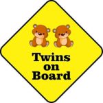 4.5in x 4.5in Boy Twins on Board Sign Bumper Sticker Decal Window Stickers Decals