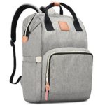 HaloVa Diaper Bag Multi-Functional Portable Travel Backpack Nappy Bags for Baby Care, Water-Resistant, Large Capacity, Stylish and Durable, Leather Tag, Gray