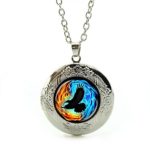 LEO BON Pendant Necklace Retro Vintage Style Colorful Twin Flames With RavenLover Pendant Jewelry Silver