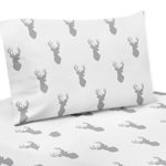 Sweet JoJo Designs 3-Piece Twin Sheet Set for Grey and White Woodland Deer Bedding Collection