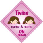 Twins Girls On Board Personalised Car Sign New Baby Girl / Child Gift / Present
