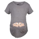 Maternity Peeking Twins Shirts for Twins Cute Baby Announcement Pregnancy Shirt (Grey) L
