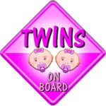 BABY FACE GIRL TWINS Non personalised novelty baby on board car window sign. by Just The Occasion