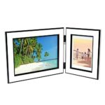 CECIINION Photo Frame,Hinged Double Picture Frames,with Glass Front, Fit for Stands Vertically on Desk Table Top (for 7x5in & 3.5x5in Photos,White & Black Mix Color) …