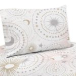 Sweet JoJo Designs 3-Piece Blush Pink, Gold, Grey and White Star and Moon Twin Sheet Set for Celestial Collection Set