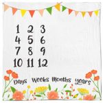 Baby Monthly Milestone Age Blanket – Boy + Girl. Baby Shower Gift Idea! First Days, Weeks, Months, Years. Large Photo Prop for Newborn, Infant, Or Toddler. Mom & Dad Keepsake. (Floral)