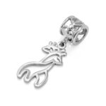 925 Sterling Silver Twin Hugging Giraffe Dangle Bead Charm Fit Major Brand Bracelet