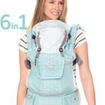 LÍLLÉbaby The COMPLETE Embossed Luxe SIX-Position 360° Ergonomic Baby & Child Carrier, Mint with I Love You To Pieces – Ergonomic Multi-Position Baby Carrier for Infants Babies Toddlers