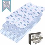 Luxury Changing Pad Cover by Zaina: Stretchy Cotton Changing Table Liner, Hypoallergenic Baby Cradle Fitted Sheet for Newborn Babies, Infants & Toddlers, for Boys & Girls – with Waterproof Cover