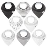 Baby Bandana Drool Bibs for Boys and Girls, Unisex 8 Pack Bib Set with Snaps for Drooling, Teething and Feeding, Soft and Absorbent, Baby Shower Gift for Newborn by KiddyStar.