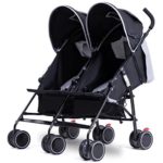 Costzon Twin Ultralight Stroller, Foldable Double Umbrella Stroller (Gray)