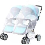 Mosquito Net, V-FYee Large Size Bug Net for Baby Twin Double Strollers Infant Carriers Car Seats Cradles, White (Upgrade the Strap to Elastic)
