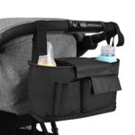 ROOYA Baby Stroller Organizer Premium Deep Diaper Bag with 2 Cup Holders and Shoulder Strap, Extra Storage Space for Toys, Diapers, Phones and Towels – Universal Fit All Buggy Pram Stroller & Black