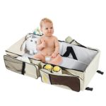ONXO Baby 3 in 1 Diaper Bags Portable Bassinet + Diaper Bag + Changing Station / Pad Multi-function Large Capacity Nappy Bags Beige
