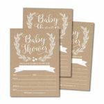 25 Rustic Baby Shower Invitations, Sprinkle Invite for boy or Girl, Gender Neutral Reveal Kraft White, Cute Printed Fill or Write in Blank Printable Card, Vintage Coed Twin Party Stock Paper Supplies