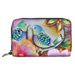 Anuschka Women’s Genuine Leather Twin Zip Organizer Wallet | Holds up to 18 Cards | Hand Painted Original Artwork