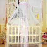 KateDy Baby Breathable Mosquito Net,Palace-Style Pink Cloth Edge Lace Decor for Crib Cot,Children’s Sleeping Bed Dome Crib Canopy Netting,Summer Gift for Baby Toddlers Kids
