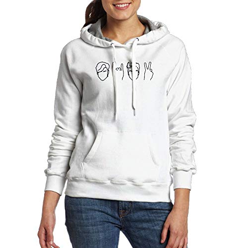 Steve Lebel Womens Custom Dolan Twins Logo Trend Hooded Sweatshirt White