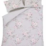 GREY PINK ROSE FLORAL COTTON BLEND USA TWIN (135CM X 200CM – UK SINGLE) REVERSIBLE COMFORTER COVER SET