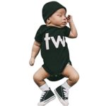 KingWo Twins Infant One Piece Bodysuit Newborn Infant Baby Bodysuit Twin Boys Newborn Baby Girls Baby Twin