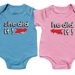 Bodysuits for Twin Boy and Girl, Includes 2 Bodysuits, 0-3 Month He/She Did It