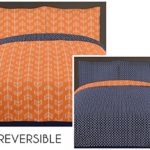 Sweet Jojo Designs 4-Piece Orange and Navy Blue Arrow Print Hexagon Boys Kids and Teen Twin Bedding Set Collection