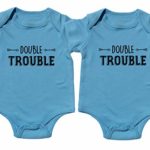 Nursery Decals and More Boys Onesies Twins, Includes 2 Bodysuits, 6-12 Month Double Trouble