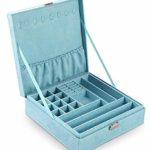 Pu Leather Jewelry Box Organizer Display Storage Case with Lock