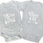 Twin Onesies Outfits for Baby Girls & Boys, Perfect for Newborn Twins 2 Pack (0-3 Months, Show Off)