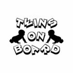 CNC. 17.8CM12.3CM Twins ON Board Sticker Car Decals Vinyl Personality Baby Sign Black/Silver C10-00702