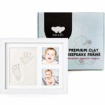 Baby Leon Premium Footprint Kit | Best Baby Shower Gift for Newborn Girls & Boys | New Mom Gift Registry | Baby Room Picture Frame Decor | Handprint & Pet Paw Print Keepsake | Safe Air Dry Clay