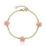 Little Miss Twin Stars “Frosted Flower” 14k Gold-Plated  Enamel Flower Charm Bracelet