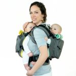 TwinGo Original Baby Carrier- Separates to 2 Single Carriers. Compact, Comfortable, 100% Cotton, and Adjustable. For Men, Women, Twins and Children Between 10-lbs and 45 lbs. (Grey, Yellow, Green)