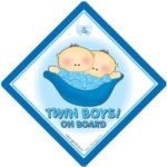Twin Boys On Board Car Sign, Blue Peapod, Twins On Board, Baby On Board, Twins Car Signs, Baby On Board Car Signs