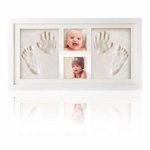 Baby Clay Handprint & Footprint Kit – Aolvo Newborn Footprint Photo Frame – Memorable Hand Impression Photo Keepsake, Non-Toxic Unique White Foot Print No Mold, Best Shower Gifts Set for Girls & Boys