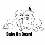 DECAL-STYLE – 15CMx10.6CM Vinyl Car Sticker Decal Baby On Board Twins Boy And Girl Personalized Love Black/Silver C10-00599