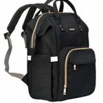 Zuzuro Diaper Bag – Baby Bag – Waterproof Backpack w/Large Capacity & Multiple Pockets for Organization. Ideal for Travel Nappy Bags – W/Insulated Bottle Pocket. 2 Stroller Hooks Incl. (Black)