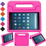 MENZO Case for Amazon All-New Fire HD 8 2018/2017 – Shockproof Convertible Handle Light Weight Protective Stand Cover Kids Case for Fire HD 8″ (2017 and 2018 Releases) Tablet, Rose