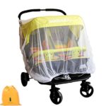 Mosquito Net for Baby Double Strollers,Carriers, Cradles, Car Seats,Universal Size, Insect Bug Netting Buggy Cover ,Twin/Tandem Stroller Cover, White, Weather Protection