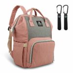 Hafmall Diaper Bag Backpack Waterproof Large Capacity Insulation Travel Back Pack Nappy Bags Organizer, Multi-Function, Fashion and Durable (Pink-Gray)