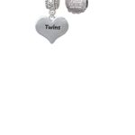 Delight Jewelry Twins Heart with Two Pair of Baby Feet Family Charm Bead with You Are More Loved Bead (Set of 2)